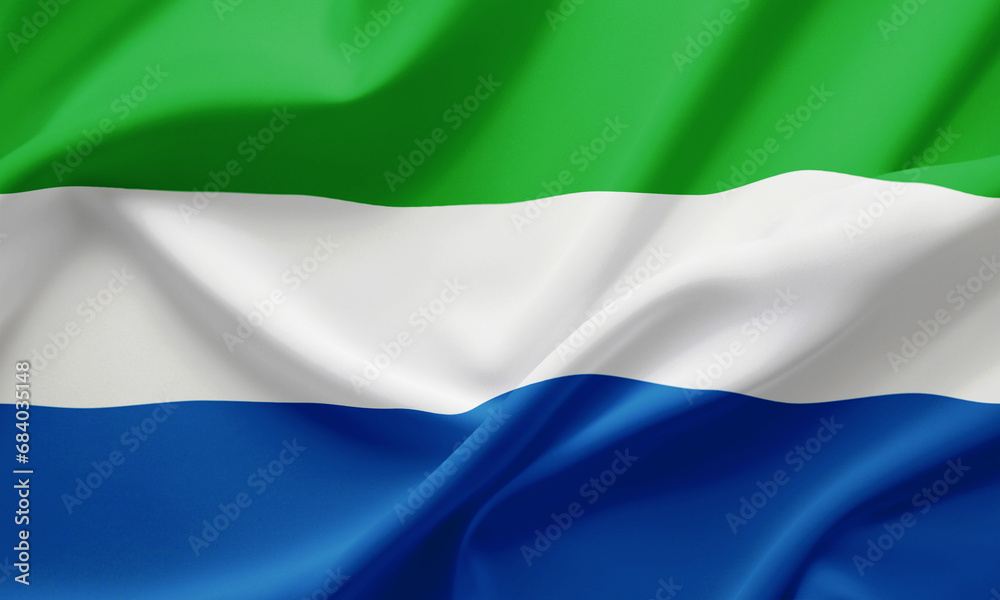 Obraz premium Closeup Waving Flag of Sierra Leon
