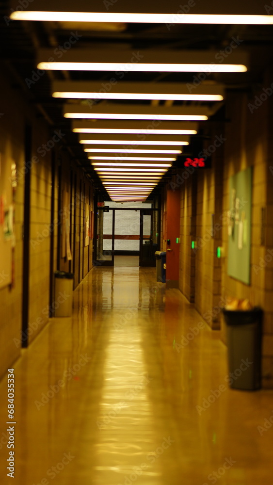 The long corridor view in the big hall buildings 