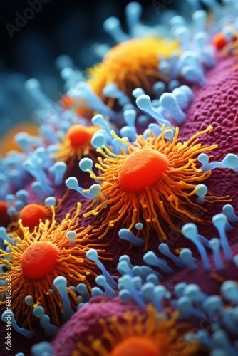 a close up of orange and blue bacteria © sam