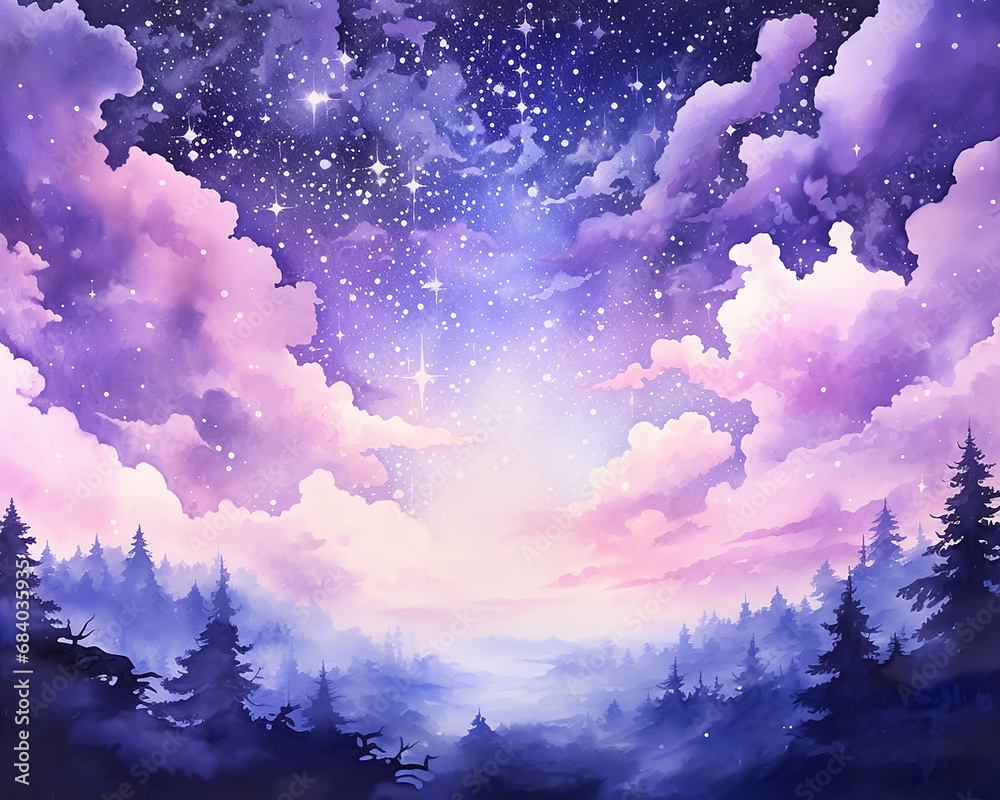 Fototapeta premium Starry Night Sky, Dark Blue Stars,Astronomy,Bright,Black,Planet,Moon,Clouds