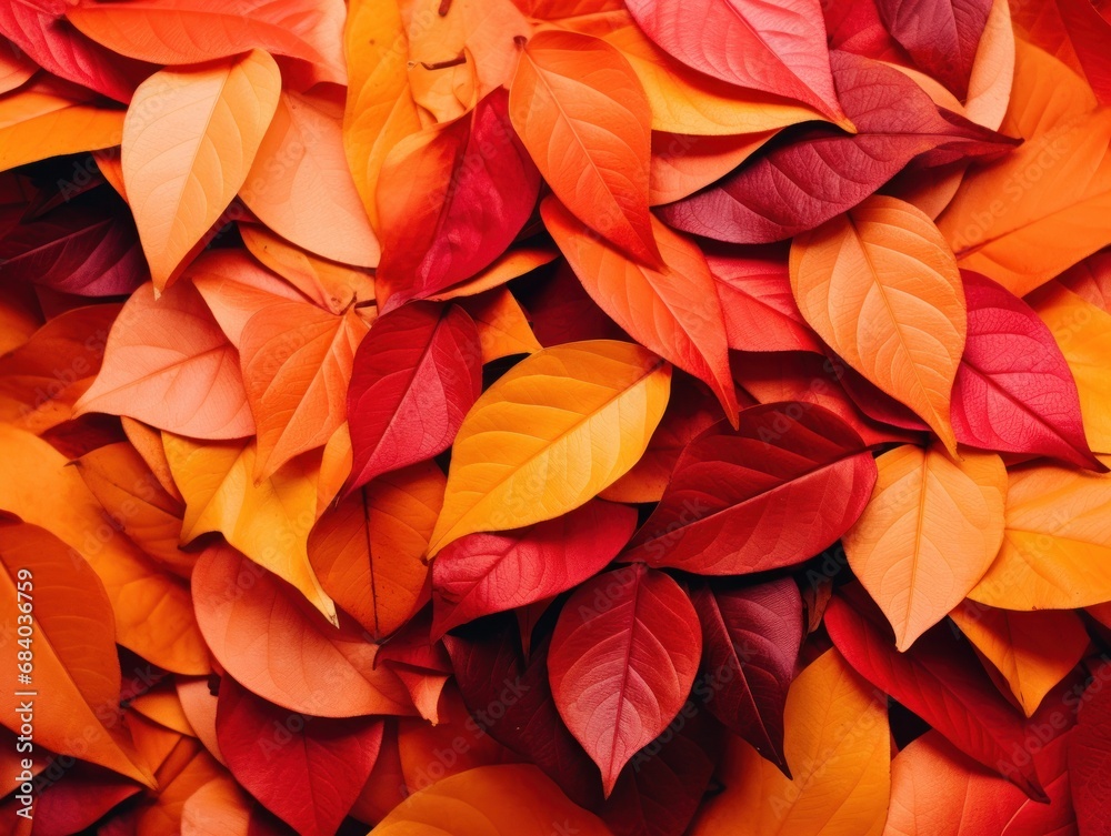 a pile of red and orange leaves
