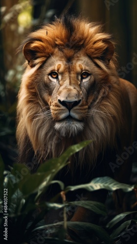 a lion with long mane