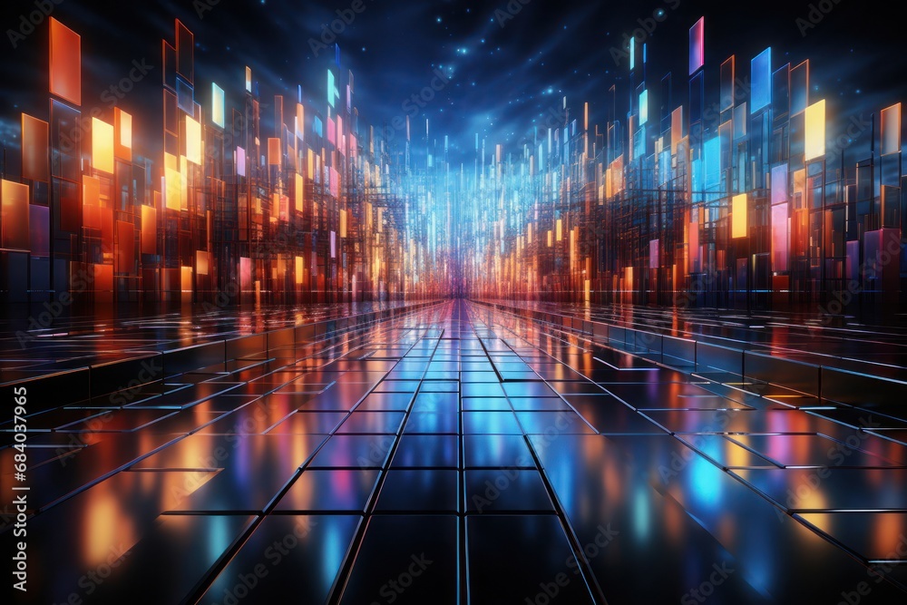 Dystopian Metropolis Illuminated by the Night Sky Generative AI