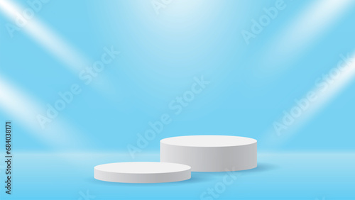 白い立体感のある背景と円形の台座 ベクター素材