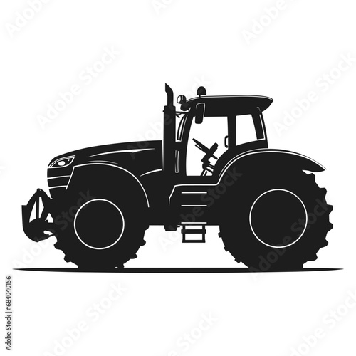 A tractor Vector black clipart isolated on a white background, A farm Tractor Silhouette 