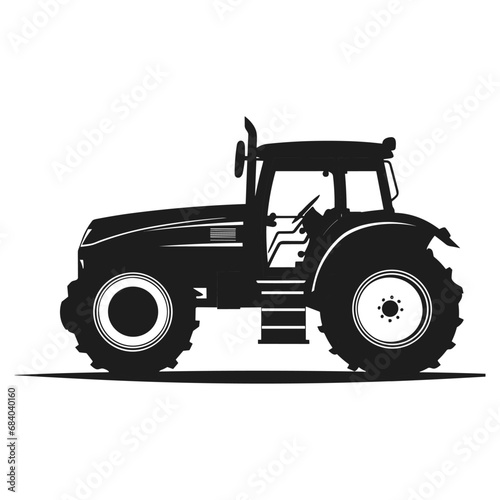 A tractor Vector black clipart isolated on a white background, A farm Tractor Silhouette 