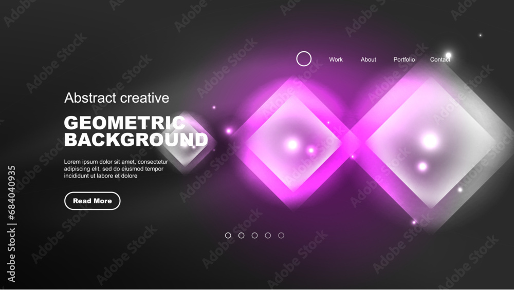 Abstract background landing page, geometric shape illuminated with glowing neon light on dark background. Futuristic city lights concept Abstract background landing page, geometric shape illuminated with glowing neon light on dark background. Futuristic city lights concept