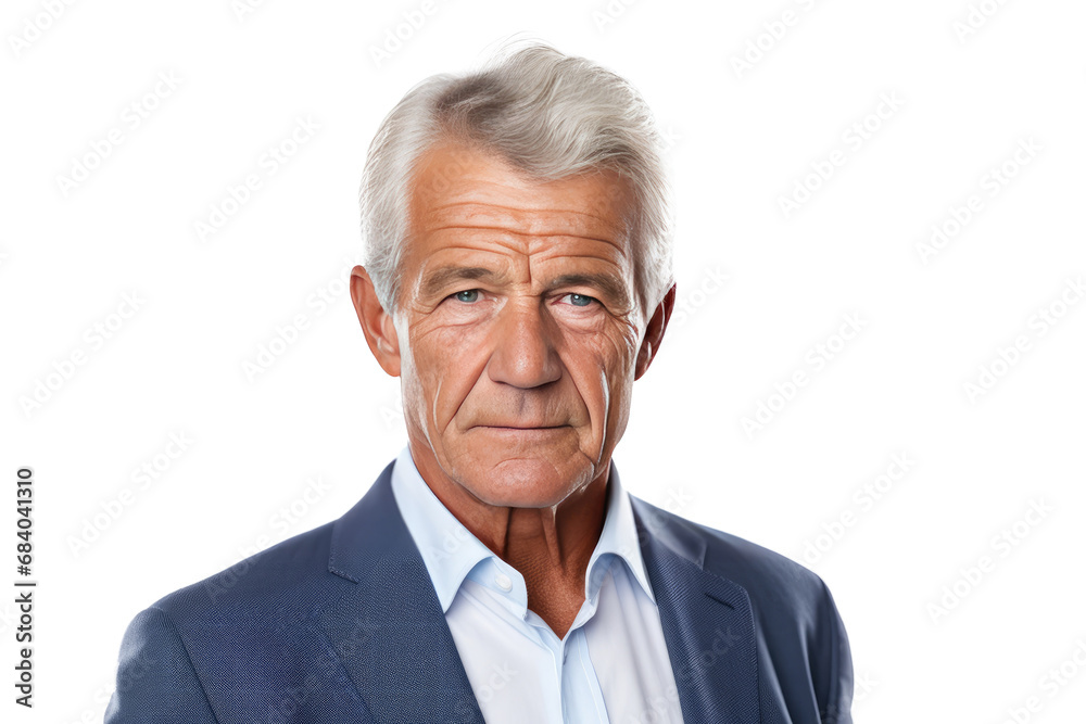Portrait studio shot of an attractive senior businessman showing positive facial expressions, isolated on a transparent PNG background. Portrait studio shot of an attractive senior businessman showing positive facial expressions, isolated on a transparent PNG background.