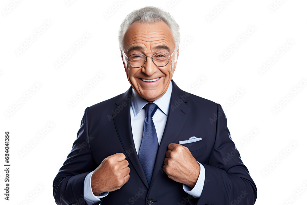 Portrait studio shot of an attractive senior businessman showing positive facial expressions, isolated on a transparent PNG background. Portrait studio shot of an attractive senior businessman showing positive facial expressions, isolated on a transparent PNG background.