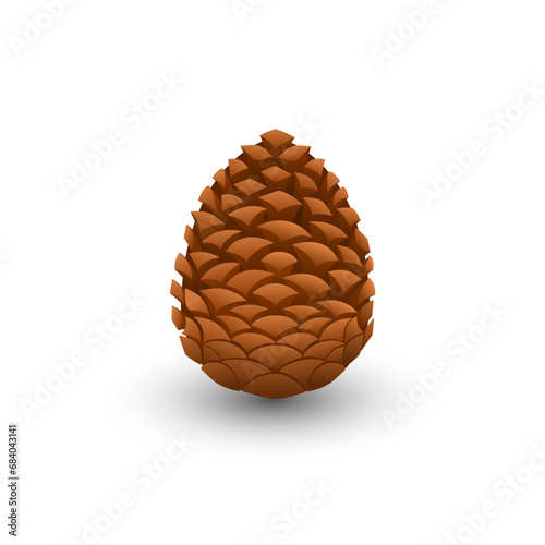 Spruce, fir, pine or cedar cone. Realistic vector illustration isolated on white background for New Year and Christmas design and much more