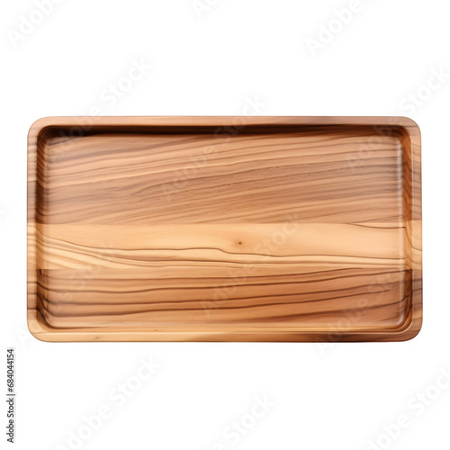 Rectangle wooden Serving tray or plate, Platter isolated on a transparent background for Home and Kitchen
