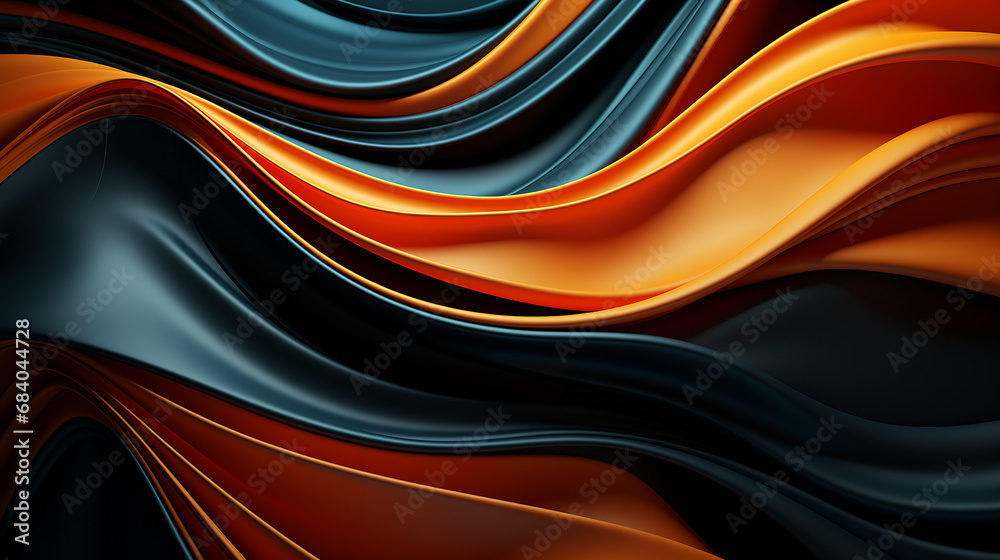 Black and orange abstract design abstract, in the style of surreal 3d landscapes. Generative ai.