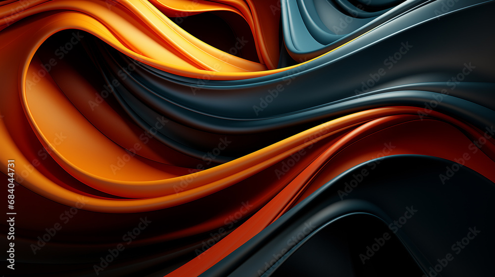 Black and orange abstract design abstract, in the style of surreal 3d landscapes. Generative ai.