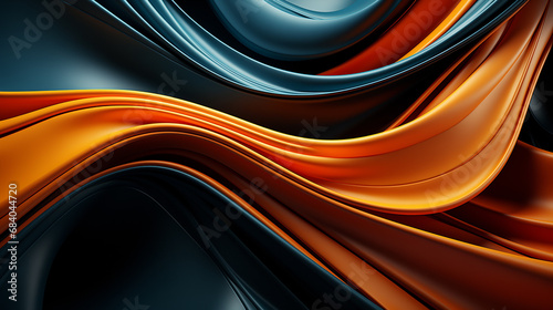 Black and orange abstract design abstract  in the style of surreal 3d landscapes. Generative ai.