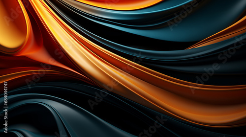 Black and orange abstract design abstract  in the style of surreal 3d landscapes. Generative ai.
