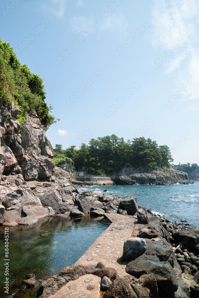 Seogwipo Jaguri Park seascape in Jeju Island, Korea