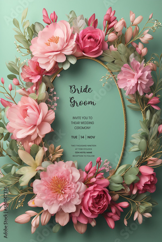 Fully editable floral and luxury wedding invitation card template design, ai generated illustration, ai generated illustration