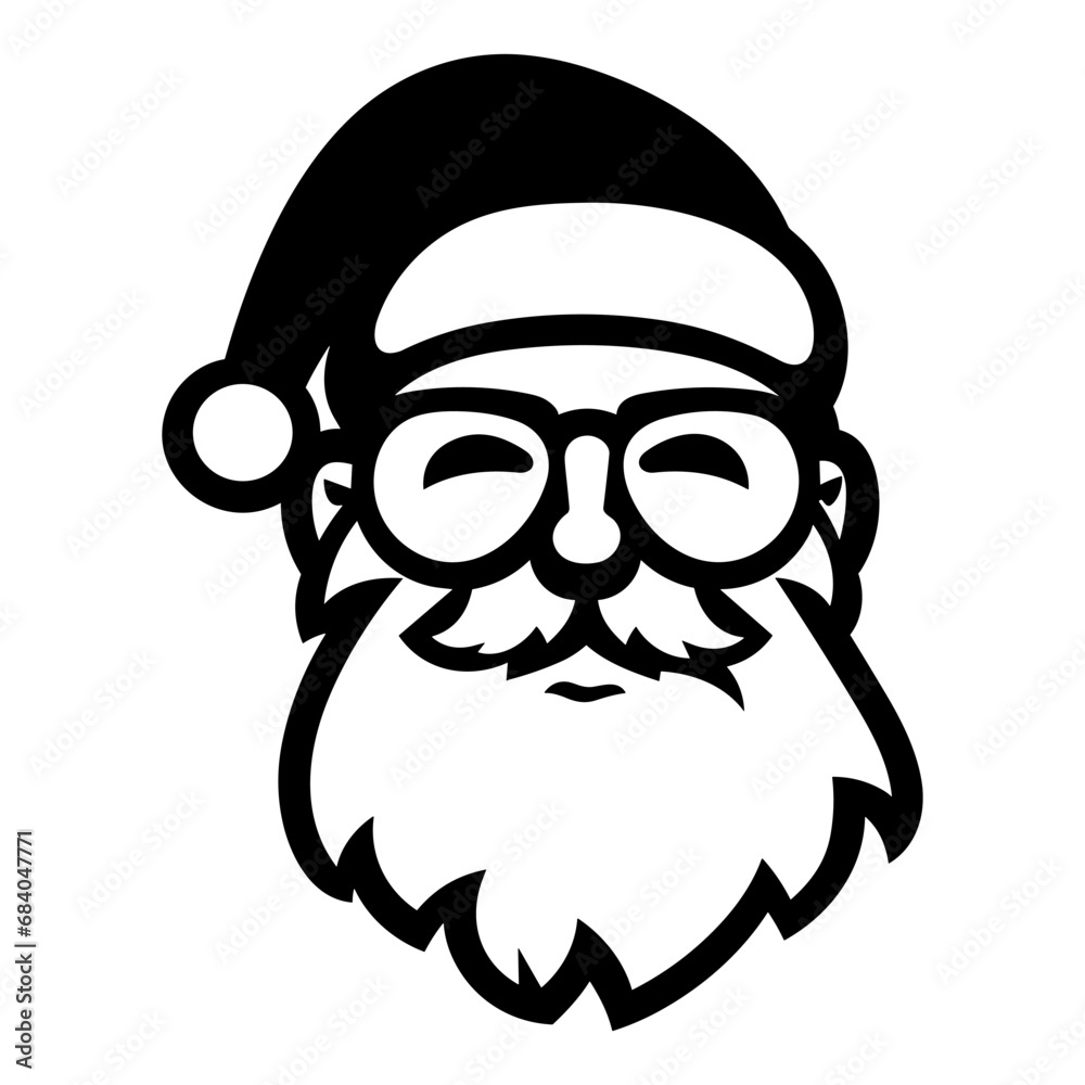 A Christmas Santa Claus and hat Vector silhouette isolated on a white background A Christmas Santa Claus and hat Vector silhouette isolated on a white background