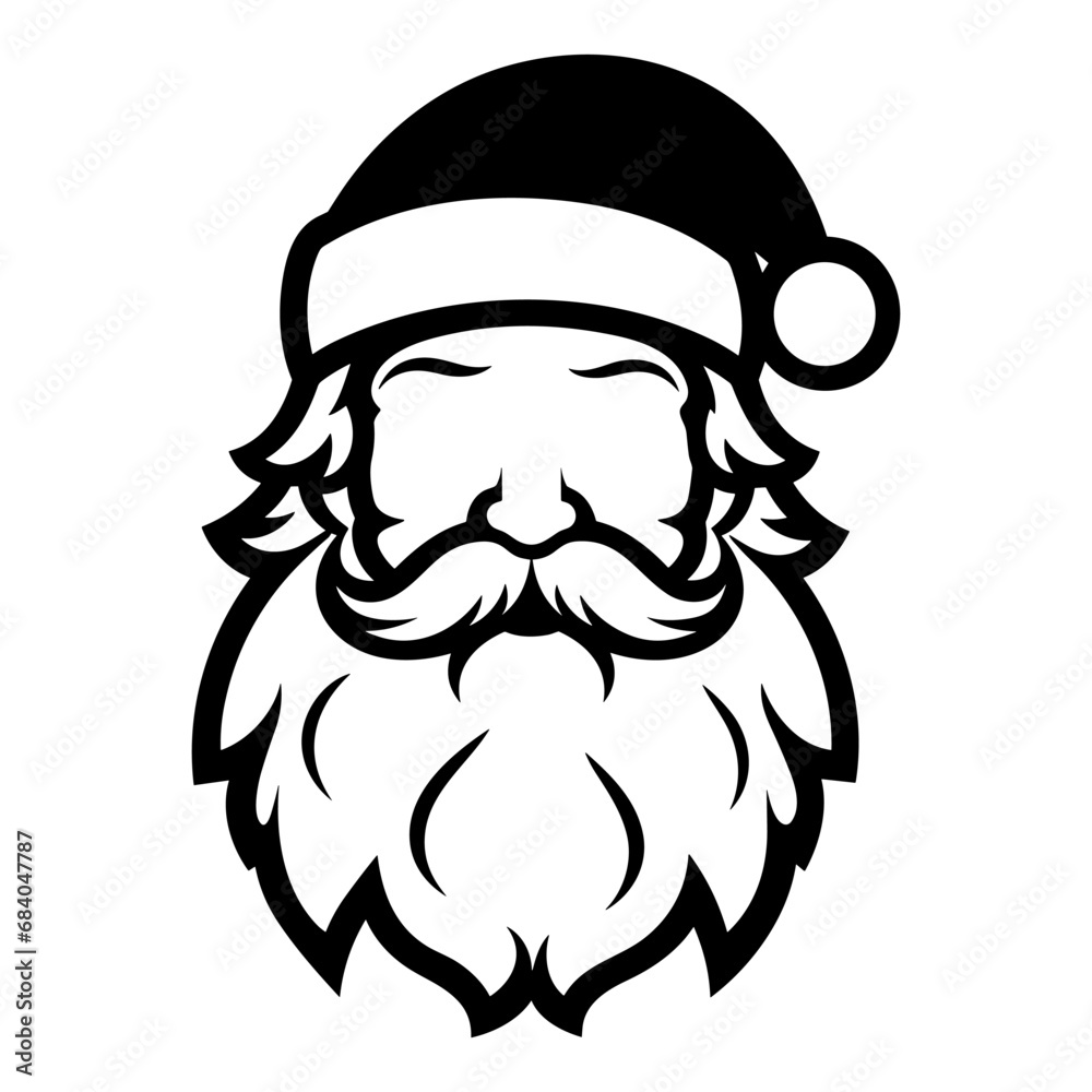 A Christmas Santa Claus and hat Vector silhouette isolated on a white background A Christmas Santa Claus and hat Vector silhouette isolated on a white background