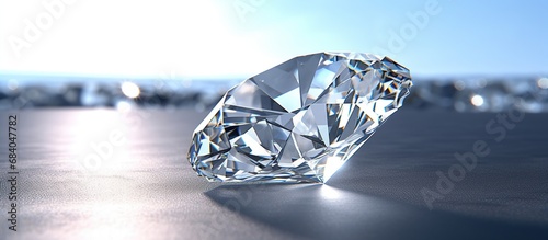 Shiny diamond on white background. 3d rendering. Computer digital drawing