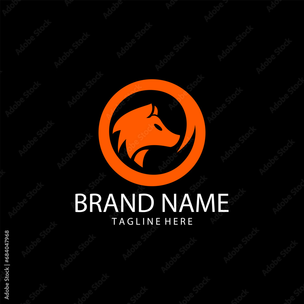 head wolf circle trendy logo design vector