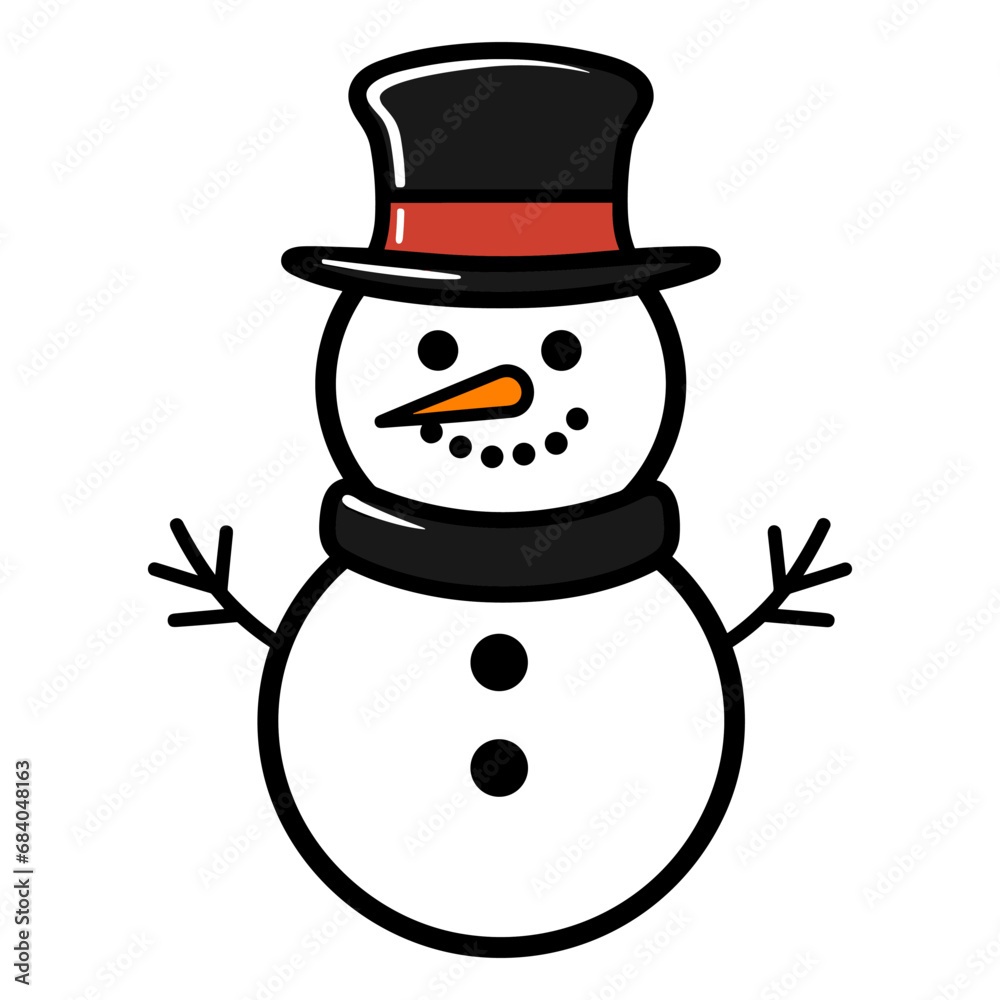 A Snowman Vector illustration isolated on a white background A Snowman Vector illustration isolated on a white background