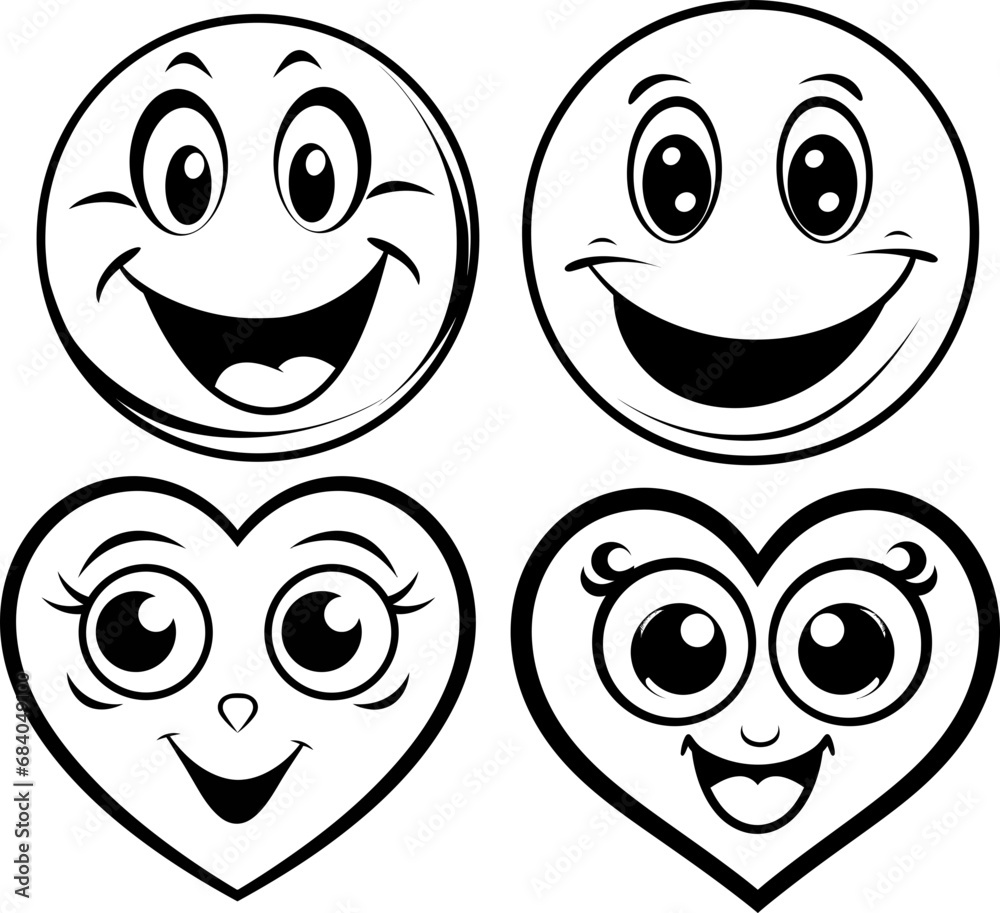 Cute emoji coloring page black and white Cute emoji coloring page black and white