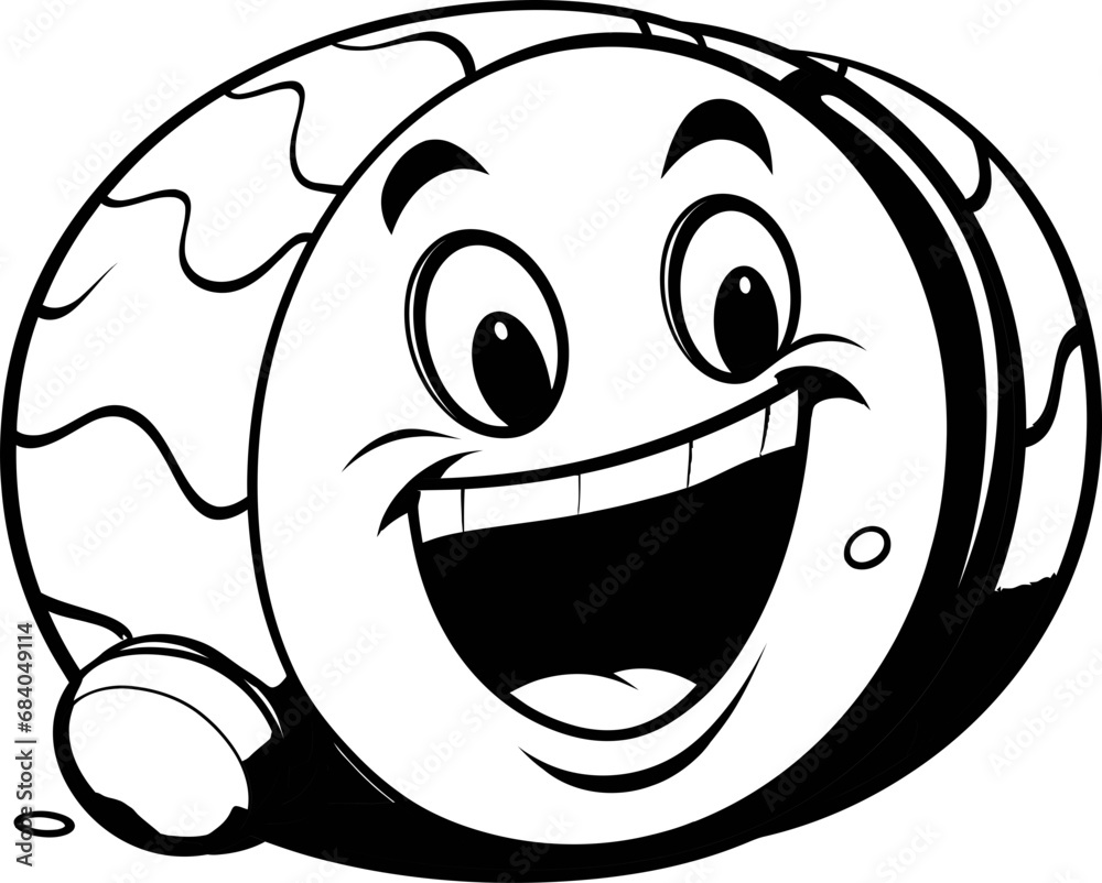 Cute emoji coloring page black and white Stock Vector | Adobe Stock