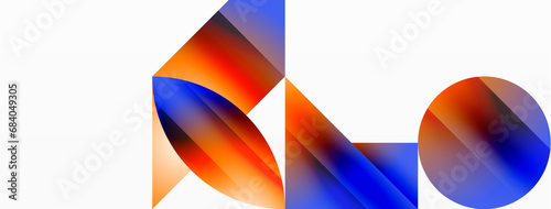 Serene gradient template. Circles and triangles mingle in minimalist perfection. Gentle fusion of forms and hues creates balanced yet captivating backdrop, embodying modern sophistication
