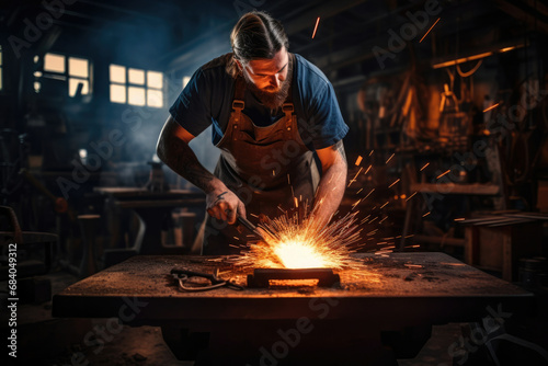 Workshop equipment welder steel metal manufacture people skill industrial factory