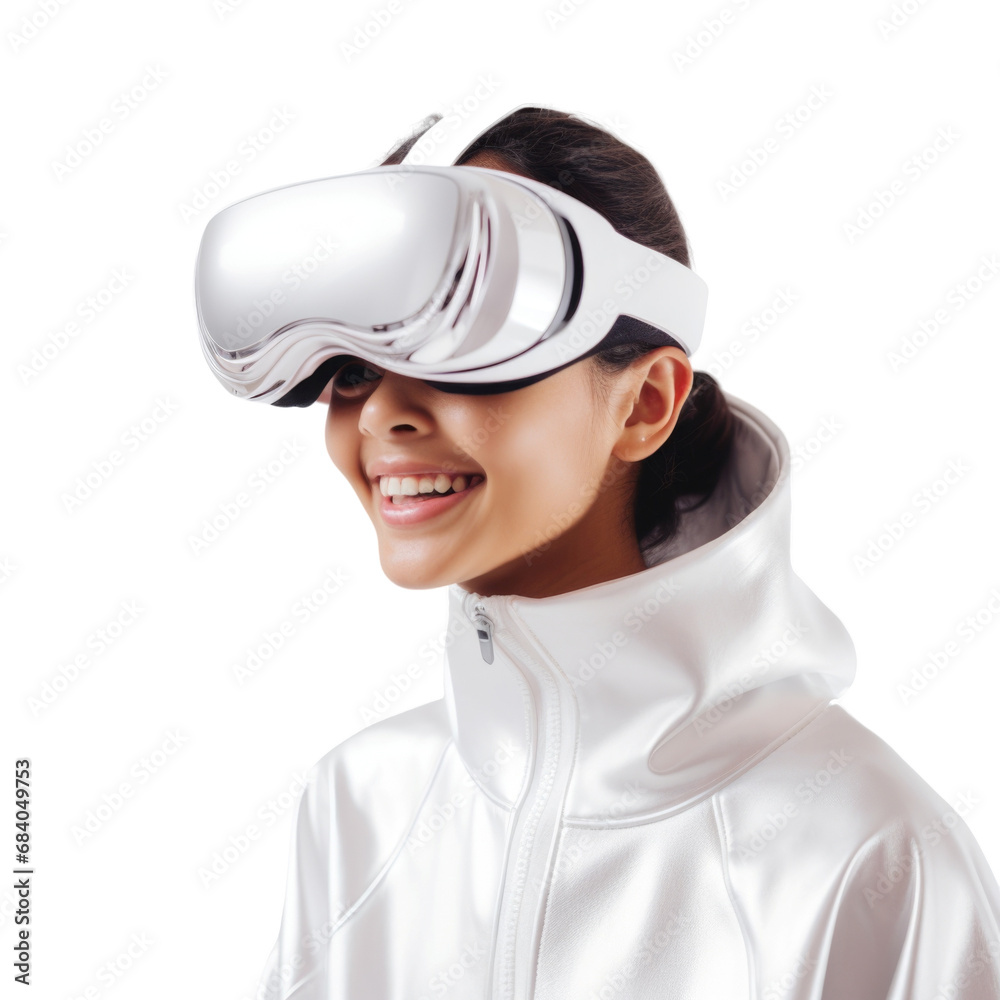 Kid wear headset to experience virtual reality transparent background Kid wear headset to experience virtual reality transparent background