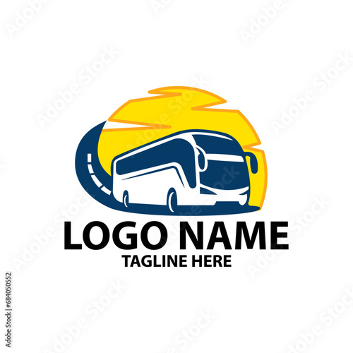 travel and tour bus logo design vector