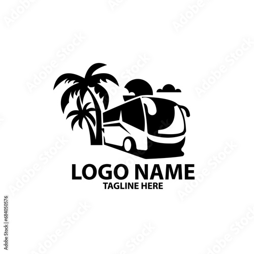 travel touristl bus logo design vector