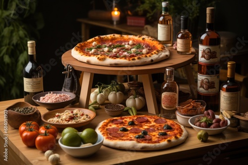 Table Full of Delicious Pizzas Topped with a Variety of Mouthwatering Generative AI