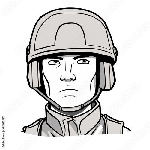 army person wearing a helmet with protective ear coverings and a chin strap