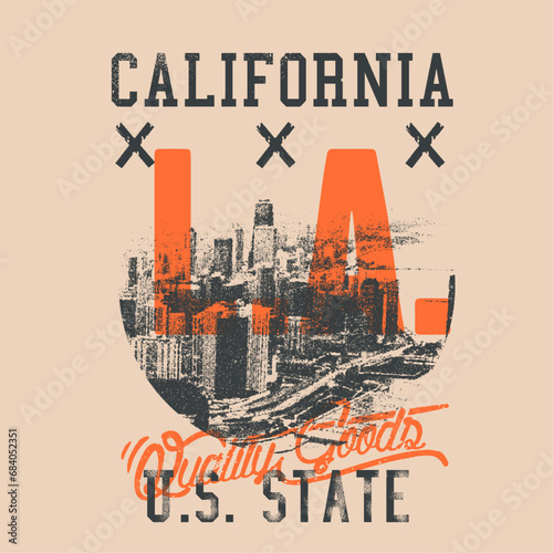 The City of California LA USA State slogan vintage doted with neon print , photoshop brush effects apply this design, its a commercial college and city print