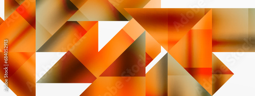 Vivid abstraction unfolds. Triangles in seamless harmony, composing dynamic geometric backdrop. Interplay of angles and hues forms captivating tapestry, evoking modernity and artistic allure