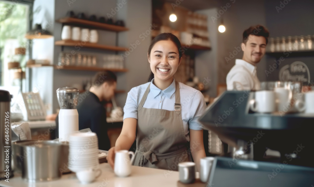 waitress in cafe , small business cafe waitress in cafe , small business cafe