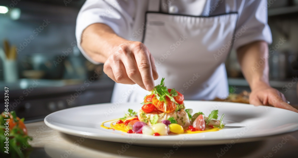 chef preparing  fine dinning food