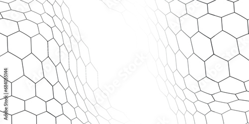 Abstract wide horizontal banner with carbon fiber grid of hexagons and orange glowing lines.