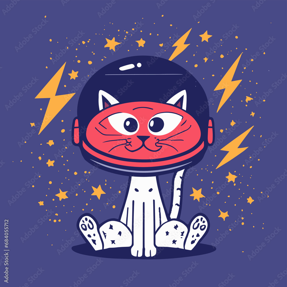 Fototapeta premium Stellar Feline Elegance Nebular Adventures in Cat Portraiture