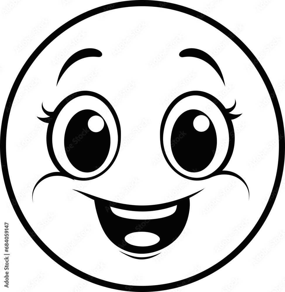 Fototapeta premium Cute emoji vector image, coloring page black and white