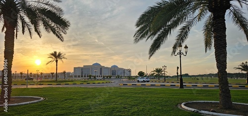 Sharjah University area with sunset background