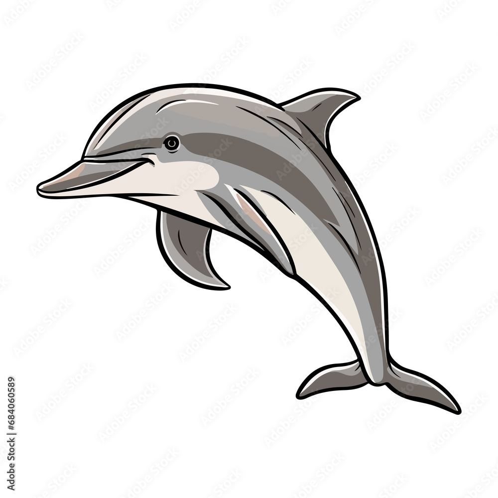 Dolphin animal in cartoon style on transparent background, Dolphin sticker design. Dolphin animal in cartoon style on transparent background, Dolphin sticker design.