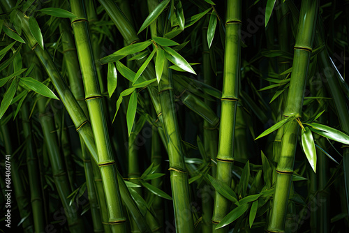 a bunch of trunk green bamboo in the garden