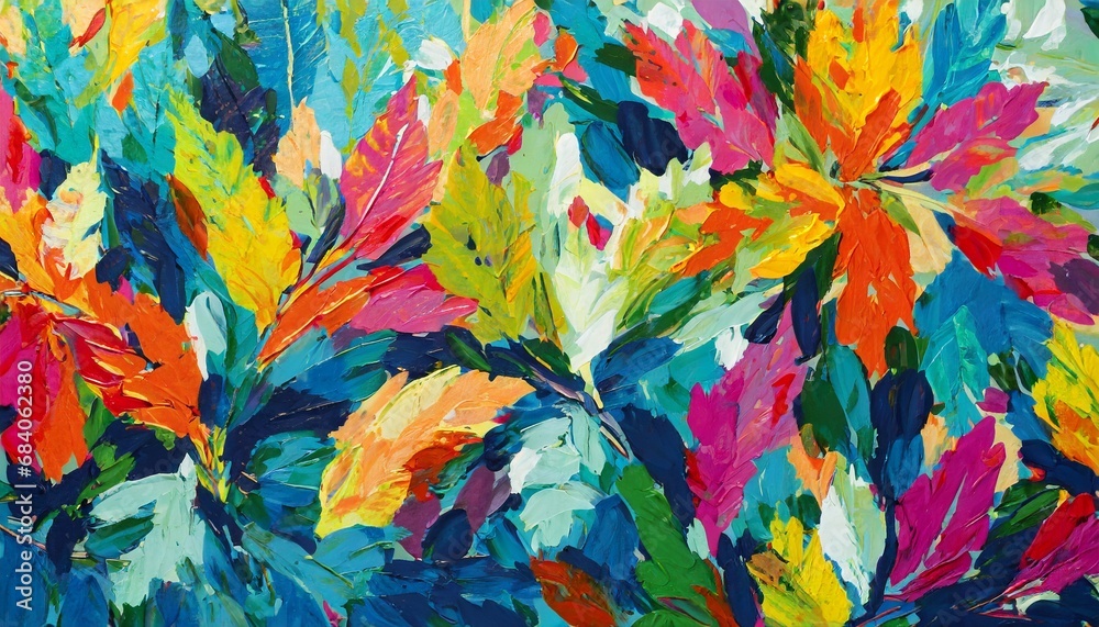 Seasonal Splendor: A Painting of Nature's Colorful Leaf Dance