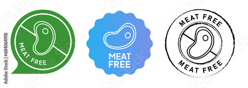 Meat free no meat label stamp set emblem collection