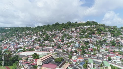 Drone footage of Trenelle district in Fort-de-France in the French Overseas Department of Martinique photo