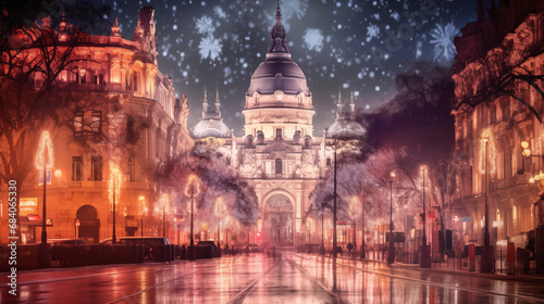 大都市のクリスマスイルミネーションの風景 © asamiile