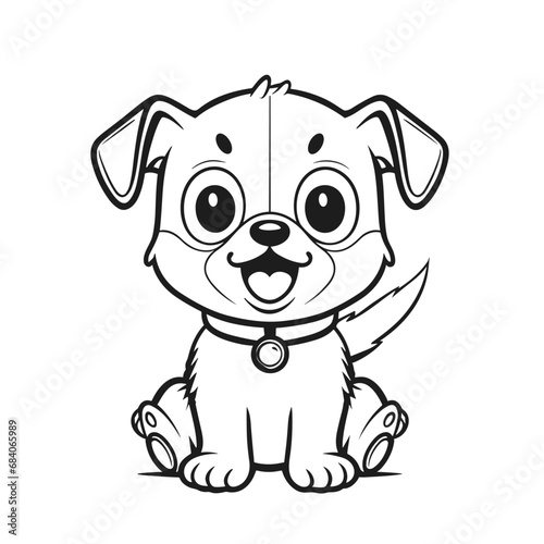 Dog Outline vector artwork _ cartoon illustration _ vector art _ black and white _ cartoon animal artwork